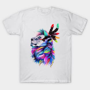 Colorful Lion Face Aztec T-Shirt